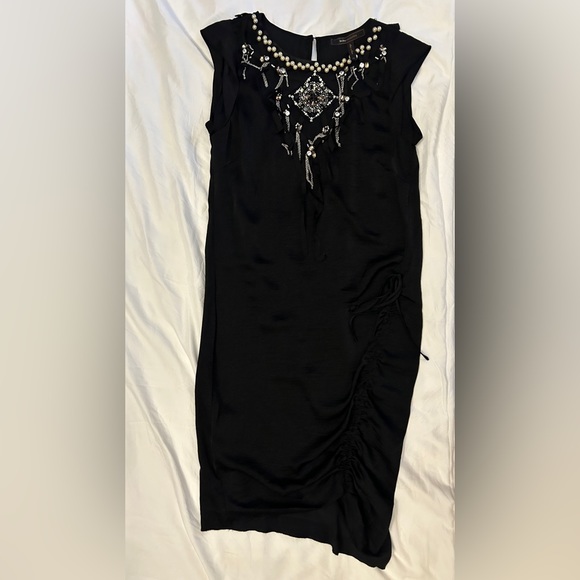 BCBG Max Azria Black Pearl Beaded Cocktail Dress Size XS - Picture 2 of 8